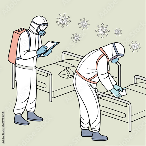 Medical team in hazmat suits fighting virus outbreak generated by ai