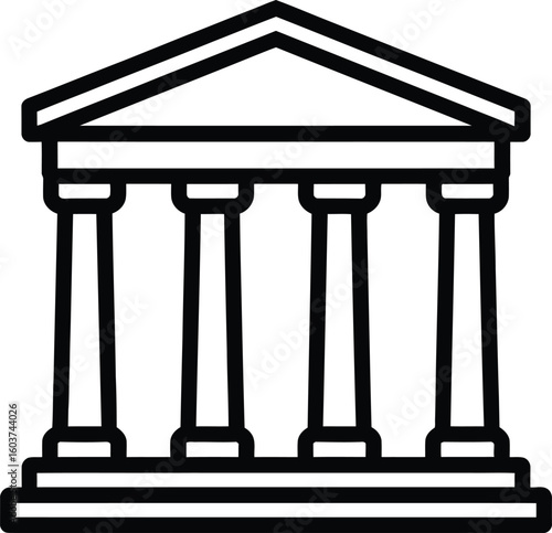 Classic greek temple architecture with columns and pediment outline