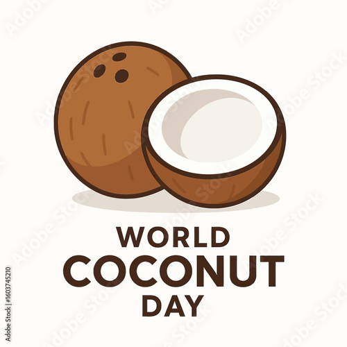 World Coconut Day - Flat Coconut Vector Icon Design
