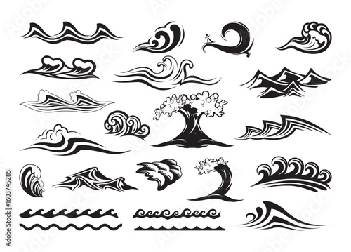 Waves vector, Waves clipart, Waves silhouette