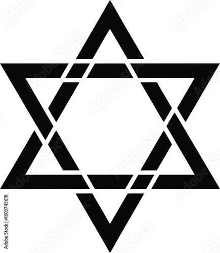 Black star of david symbol on a white background