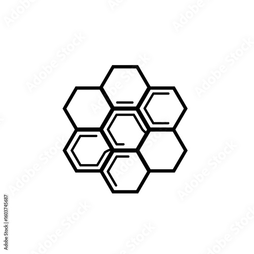  Honeycomb structure design, minimalistic style, black and white, copy space