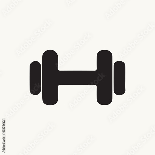 Simple Black Dumbbell Icon