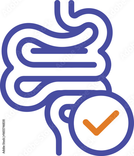 Healthy digestive system with check mark icon