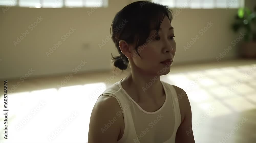 Serene Moment Asian Woman in a Calm Space Serene Moment Asian Woman in a Calm Space