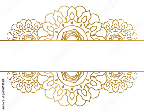 Mandala floral frame art gold ornament vector