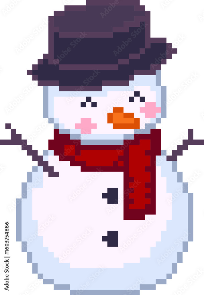 Fototapeta premium pixel illustration of snowman