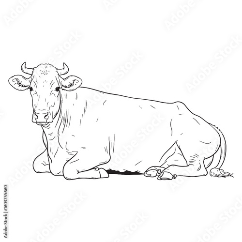 Agricultural Asset Defining Attribute Mark - Cow vector - Cow Line art - Cow Drawing - Vector Lineart of Cow - cow logo - cow outline

