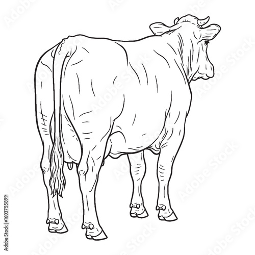 Farmyard Companion Ancient Aura Ambit - Cow vector - Cow Line art - Cow Drawing - Vector Lineart of Cow - cow icon - outline of cow

