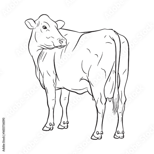 Horned Cattle Feature Shape - Cow vector - Cow Line art - Cow Drawing - Vector Lineart of Cow - cow logo - cow outline

