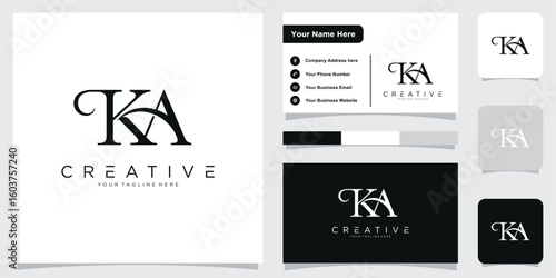 Initial KA letter logo design vector with business card design
