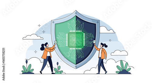 Digital security shield protecting your valuable data from cyber threats online safeguarding information assets
