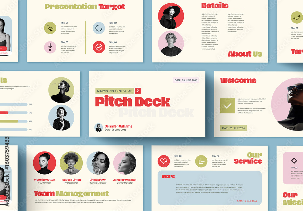Creative Business Pitch Deck Template with Soft Colors Stock Template ...