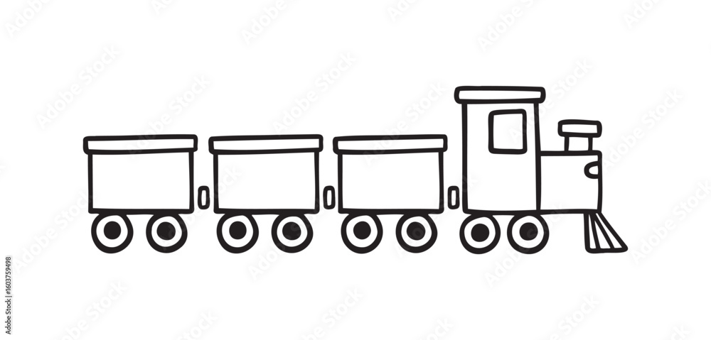 kids toy train icon doodle hand drawn. Outline line drawing clipart symbol kids toy train icon doodle hand drawn. Outline line drawing clipart symbol