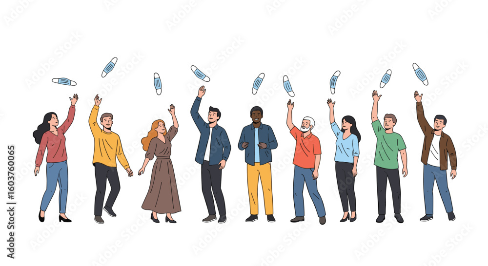 Obraz premium Diverse group of people celebrating success throwing confetti in the air joyful celebration of achievement and unity