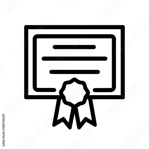 black outline certificate with ribbon icon clip art preview
