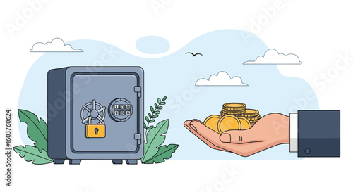 Securing your financial assets with a digital safe and receiving wealth through careful investment strategies