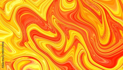 Abstract swirling patterns of vibrant yellow and orange