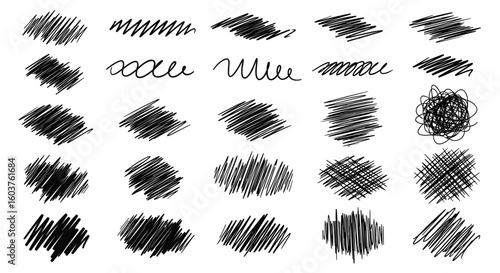 Collection of abstract textures and mark making effects for artistic design and digital art projects