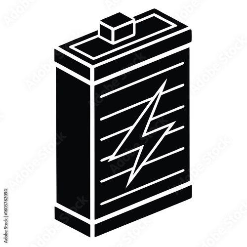 Black and White Battery Icon Illustrating Energy Efficiency and Sustainable Power Solutions for Modern Technology Applications