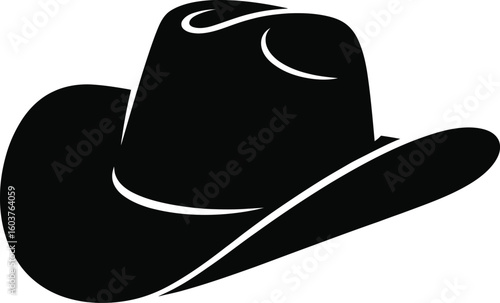 Black and white vector illustration of a cowboy hat a symbol of the Wild West suitable for logos icons and designs related to cowboys and