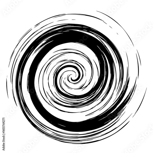 Abstract black and white spiral vortex illustration for backgrounds and graphic design elements vector art on transparent background