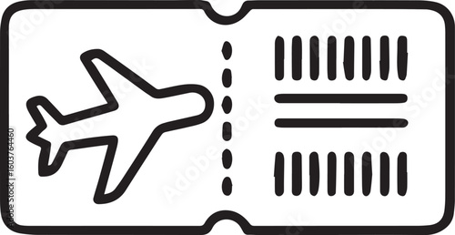 Airline Boarding Pass Icon: Flight Ticket and Travel Symbol