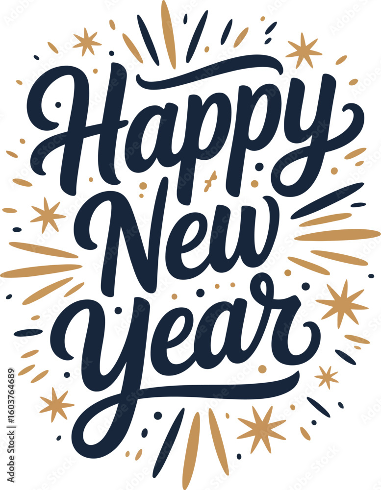 Fototapeta premium Vibrant happy new year design with colorful fireworks and confetti