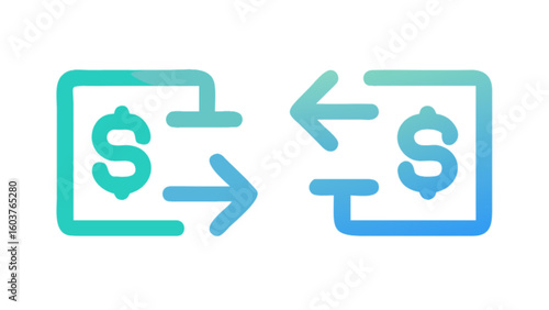 Money transfer icon dollar exchange currency conversion financial transaction send receive payments vector