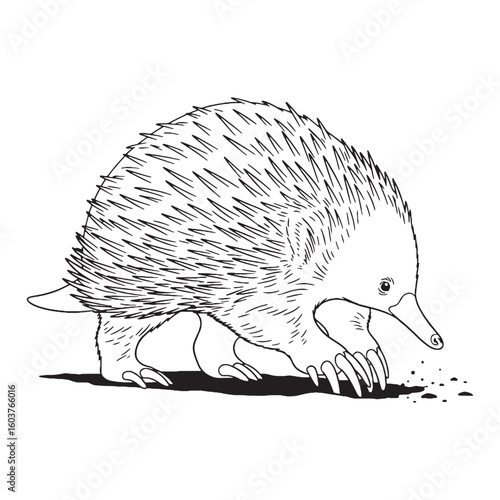 Egg-laying Echidna Body Anatomy Sketch - Echidna vector - Echidna Line art - Echidna Drawing - Vector Lineart of Echidna - echidna icon - outline of echidna

