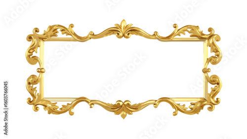 Downloadable golden ornate frame vector design element for wedding invitation and certificate border template