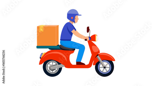 Delivery service man on scooter delivering package fast food delivery courier motorcycle express delivery 100