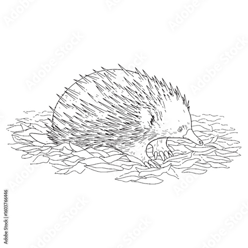 Spiky Echidna Monotreme Creature Type - Echidna vector - Echidna Line art - Echidna Drawing - Vector Lineart of Echidna - echidna logo - echidna outline

