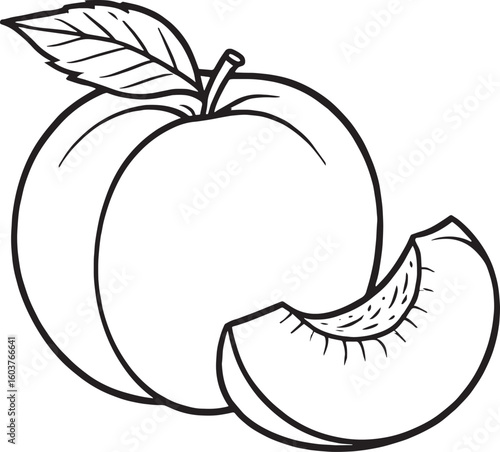 Whole nectarine with leaf and slice fruit food