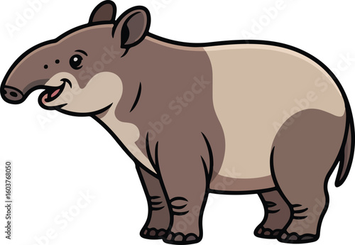 tapir with charming details and a friendly expression. Transparent png vector 