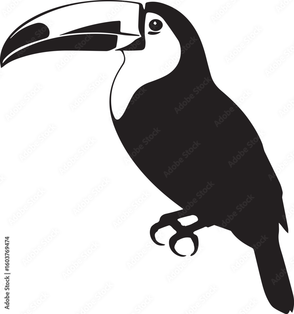 Obraz premium Toucan silhouette vector Illustration