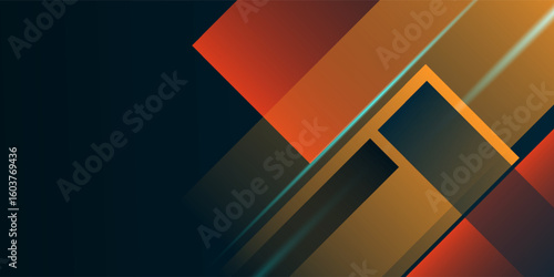 Modern dark blue and orange geometric business banner design. creative banner design with wave shapes and lines for template. Simple horizontal banner.