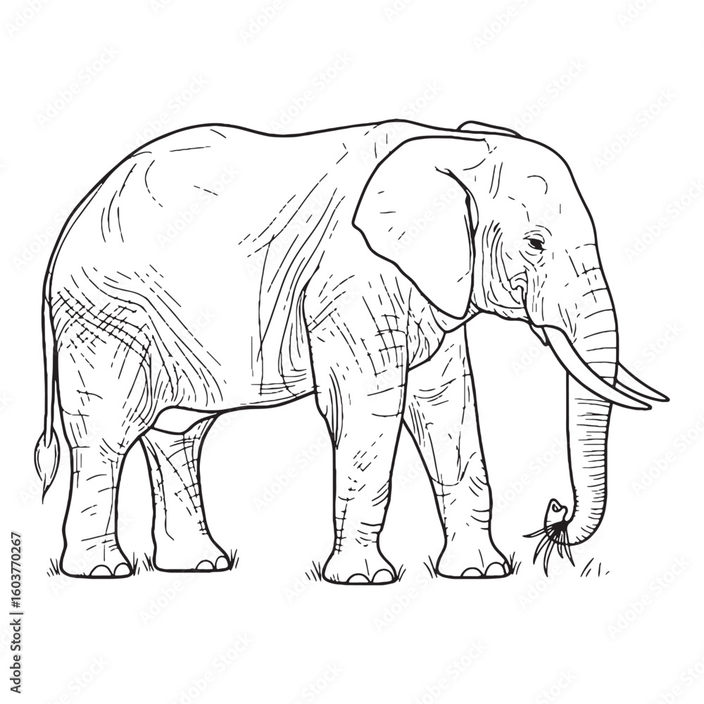 Fototapeta premium African Elephant Being Attribute - Elephant vector - Elephant Line art - Elephant Drawing - Vector Lineart of Elephant - elephant icon - outline of elephant