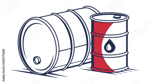 Crude Oil Barrels Illustration: Energy Resources, Industrial Supplies, Economic Concepts Visual