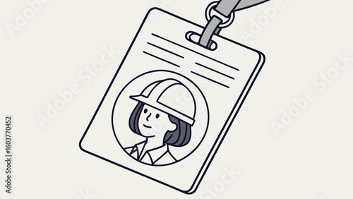 Engineering Identity Badge Vector Illustration for Construction Professionals