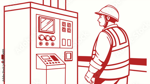 Illustrative Vector Depicting Industrial Operation and Safe Engineering Procedures in a Modern Setting