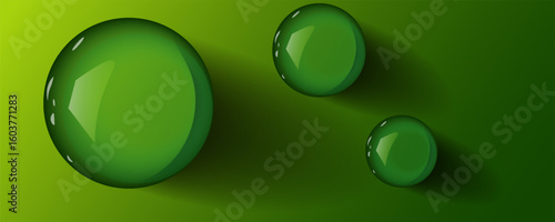 Transparent green bubble background, 3D Illustration.