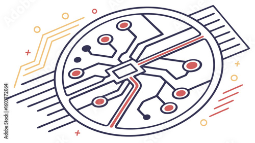 Minimalist Circuit Board Vector Illustrating Technology and Digital Innovation Concept Visual