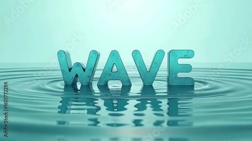 Wallpaper Mural "WAVE" word reflected on glossy water surface with soft lighting – ideal for aquatic, tech, or modern abstract video intros. Torontodigital.ca