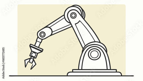 Minimalist Robotic Arm Vector Illustration Futuristic Machine and Automation Technology Concept