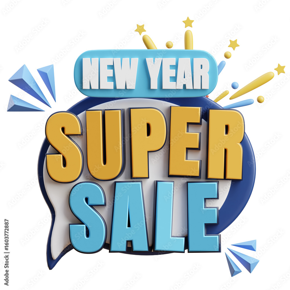 Fototapeta premium New Year Super Sale 3D Banner