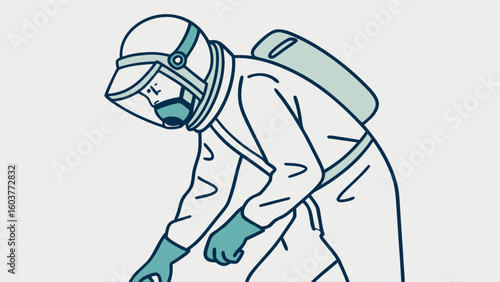 Minimalist Vector Illustration of a Hazmat Suit and Protective Gear for Safety and Prevention