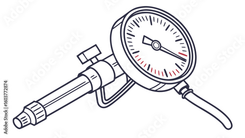 Minimalist Vector Illustration of a Pressure Gauge Tool for Automotive and Industrial Applications