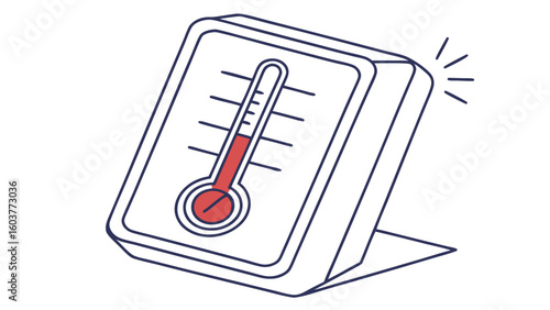 Minimalist vector thermometer with elevated temperature indication illustrating heat health and well being