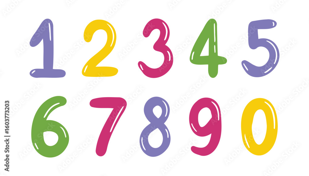 kids numbers colorful positive funny hand drawn from 1 to 0 set. Kids decor number kids numbers colorful positive funny hand drawn from 1 to 0 set. Kids decor number